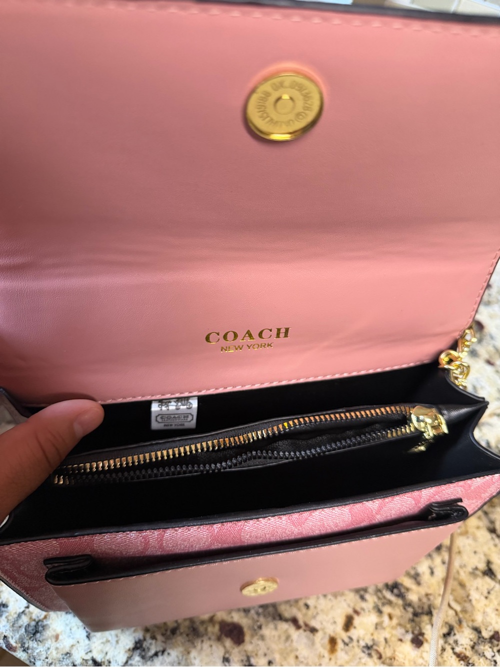 Coach Pink Signature Bow Chain Crossbody Bag - Picture 2 of 3